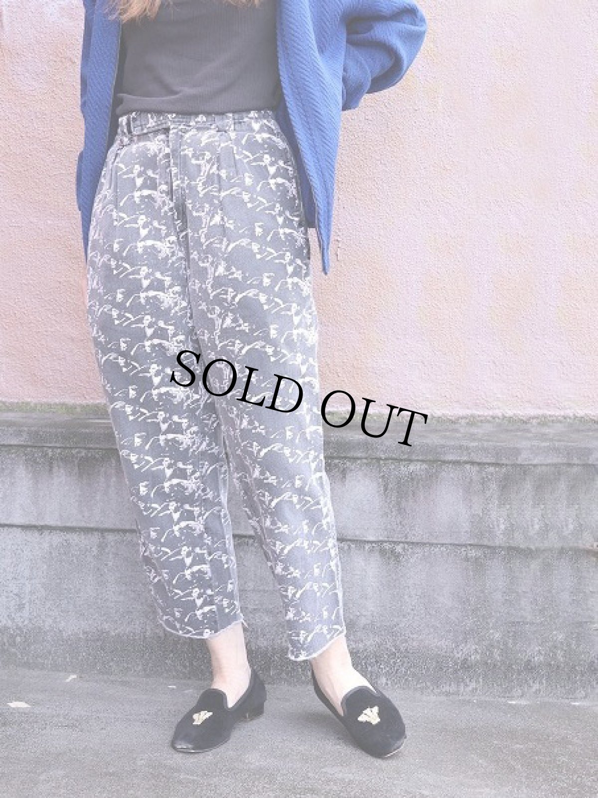 画像1: 80's Team Haro フォトプリント コットンタックパンツ W27 (1)