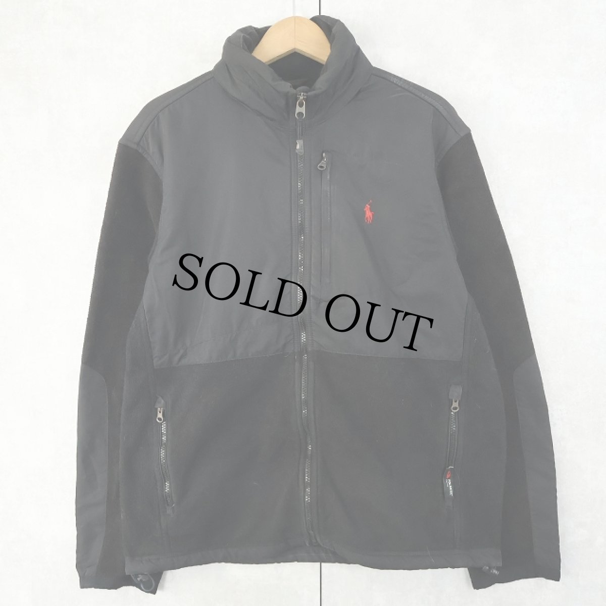画像1: POLO Ralph Lauren "POLARTEC" 切り替えデザイン フリースジップジャケット BLACK M (1)
