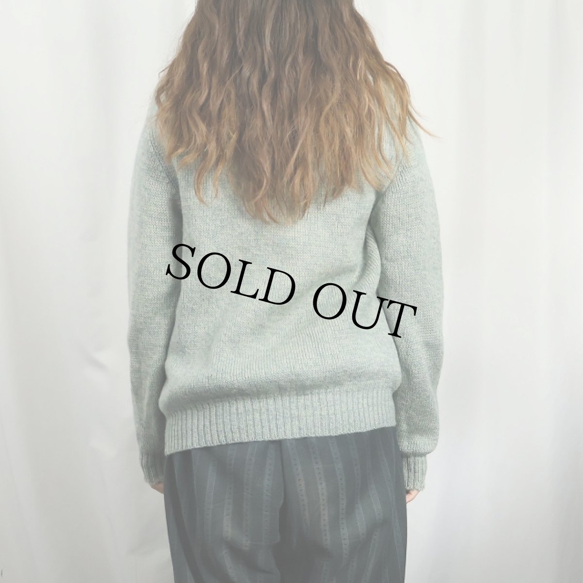 画像4: 50's〜 アーガイル柄 コの字エンド ウールニットジップカーディガン (4)