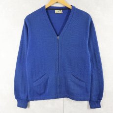 画像1: 50's Sportswear USA製 コの字エンド ウールニットジップカーディガン (1)