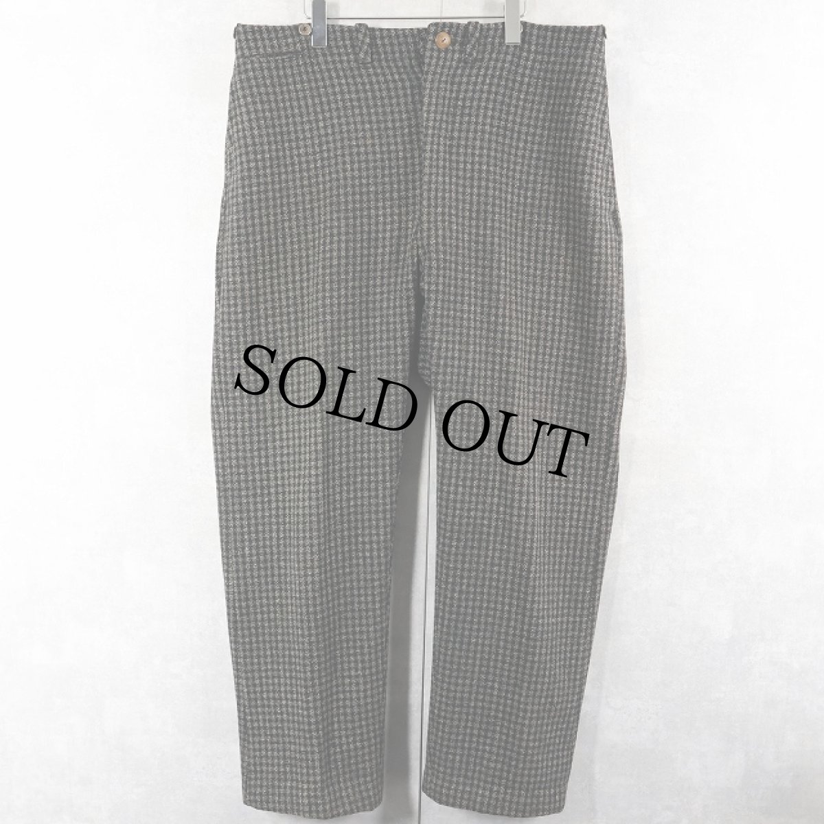 画像3: 50〜60's チェック柄 ウールスラックス W39 (3)