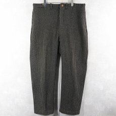 画像3: 50〜60's チェック柄 ウールスラックス W39 (3)