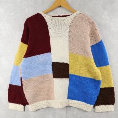 画像1: パネル切り替え ハンドニットセーター (1)