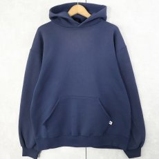 画像1: 90's RUSSELL ATHLETIC USA製 無地スウェットフーディー NAVY L (1)