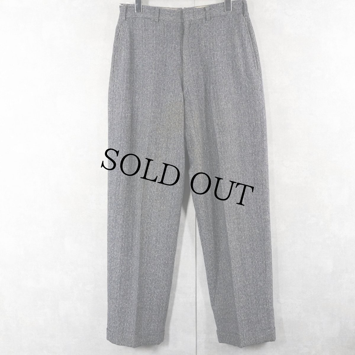 画像2: 50〜60's 針刺しシンチバック ネップ混 ツイードスラックス W30 (2)