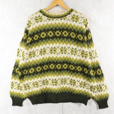 画像1: UNITED COLORS OF BENETTON ITALY製 フェアアイル柄 ウールニットセーター (1)