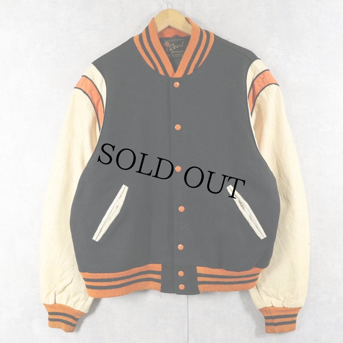 画像1: 80〜90's Reed レザー×メルトンウール スタジャン BLACK SIZE48 (1)