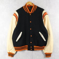 画像1: 80〜90's Reed レザー×メルトンウール スタジャン BLACK SIZE48 (1)
