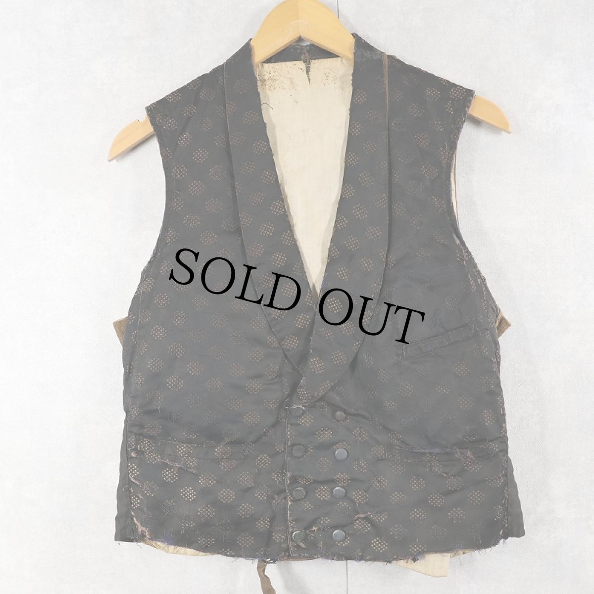 画像1: VINTAGE ドット柄 針刺しシンチバック ジレベスト  (1)