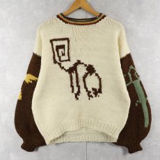 画像1: 民族柄 ウールニットセーター  (1)