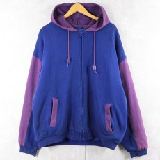画像1: 90's Eddie Bauer 中綿入り 2トーンスウェットジップパーカー XL (1)