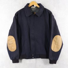 画像1: 80's Eddie Bauer CANADA製 エルボーパッチ付き メルトンウールジャケット NAVY (1)
