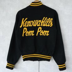 画像1: 60〜70's Holloway USA製 "KerowaHills PomPom" チェーン刺繍 ウールスタジャン BLACK (1)