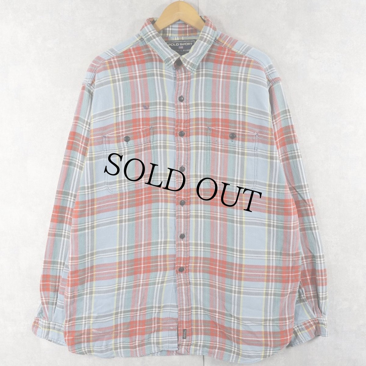 画像1: 90's POLO SPORT Ralph Lauren チェック柄 ヘビーネルシャツ XL (1)
