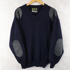 画像1: 90's Barbour SCOTLAND製 ウールコマンドセーター 3ワラント NAVY  (1)