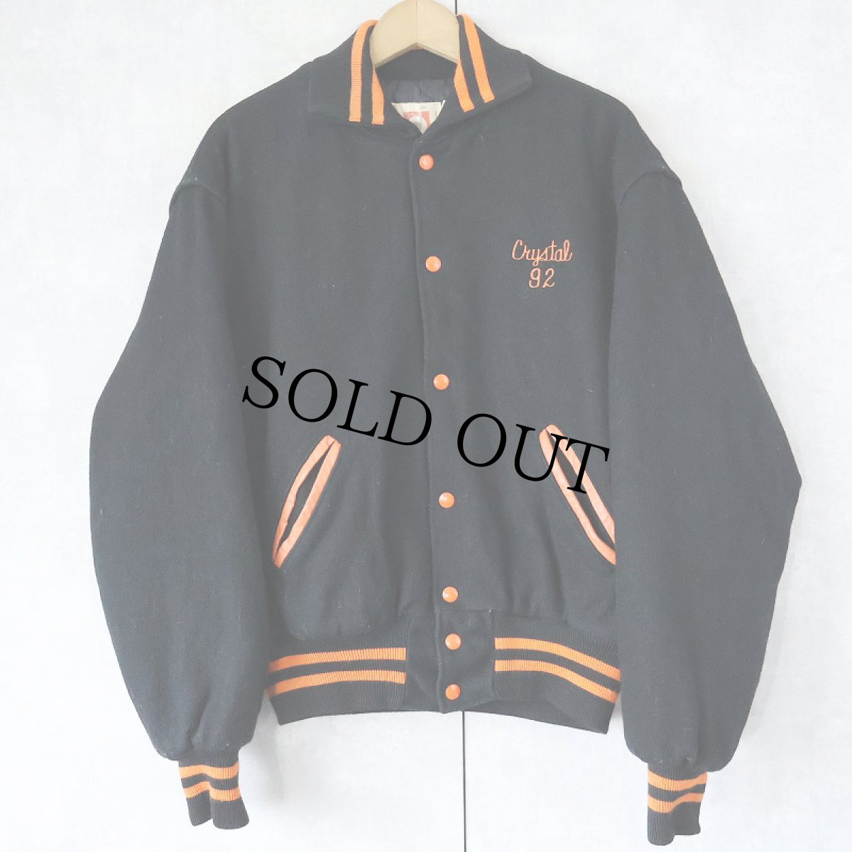 画像2: 80〜90's Palombo Inc. USA製 "Wildcat Band" チェーン刺繍 キルティングライナー ウールスタジャン BLACK L (2)