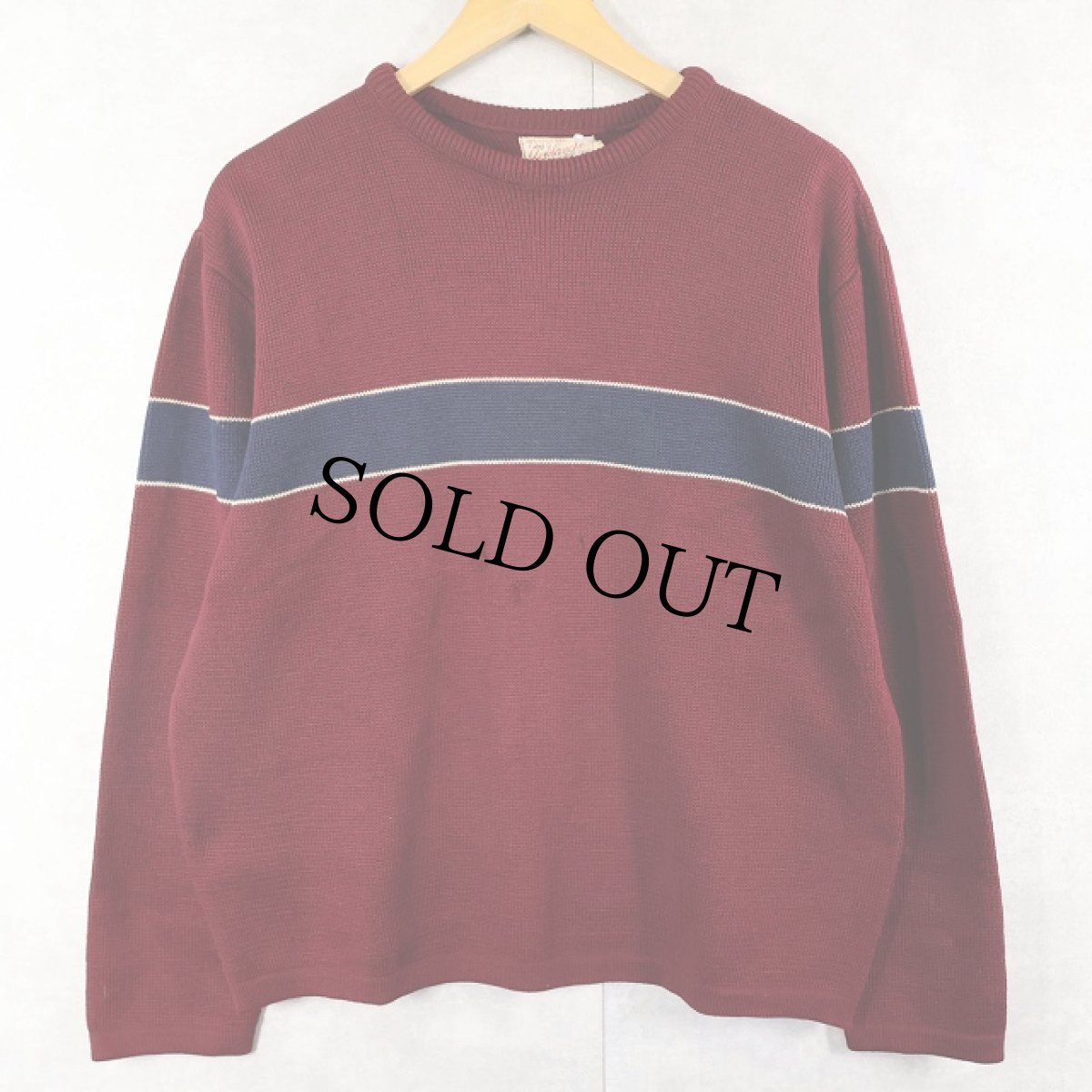 画像1: 50〜60's AVALANCHE by LASLEY-SEATTLE ラインデザイン ウールニットセーター L (1)