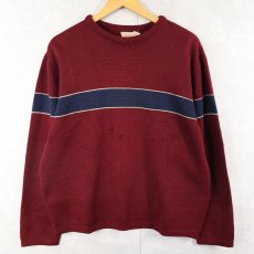 画像1: 50〜60's AVALANCHE by LASLEY-SEATTLE ラインデザイン ウールニットセーター L (1)