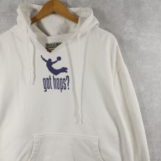 画像1: STEVE AND BARRY'S "got hops?" パロディプリントスウェットフーディー L (1)