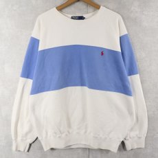 画像2: 90's POLO Ralph Lauren ロゴ刺繍 切り替えデザイン ラグランスウェット L  (2)
