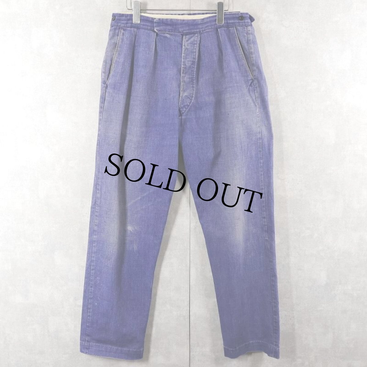 画像1: 50's CAPTAIN O.M. WATTS × Holefast 2タック インディゴコットントラウザ (1)