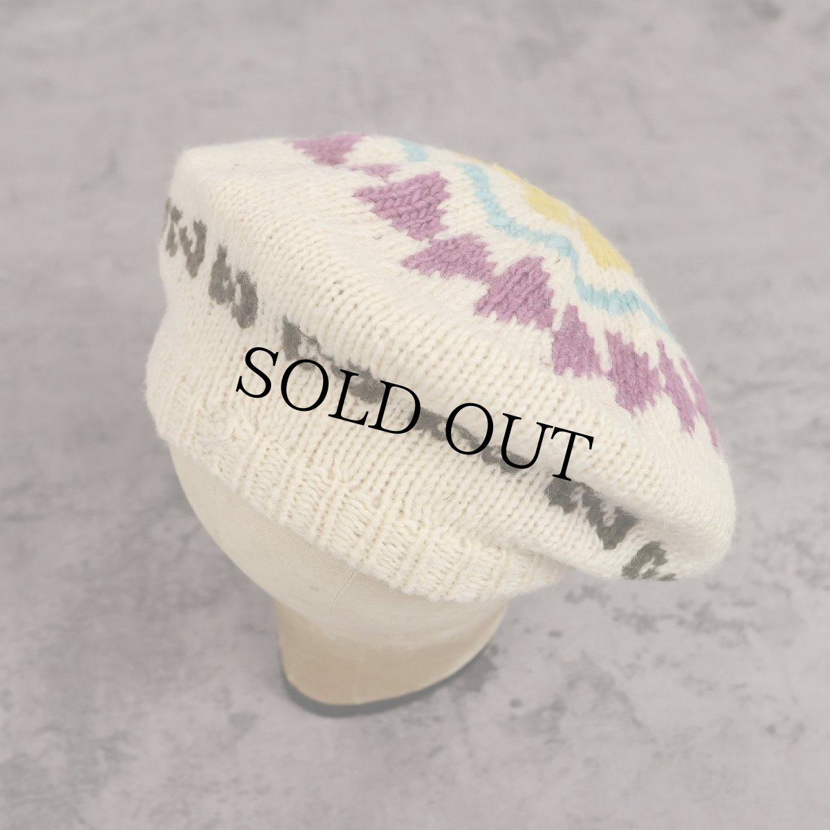 画像1: 柄編み ニットベレー帽 (1)