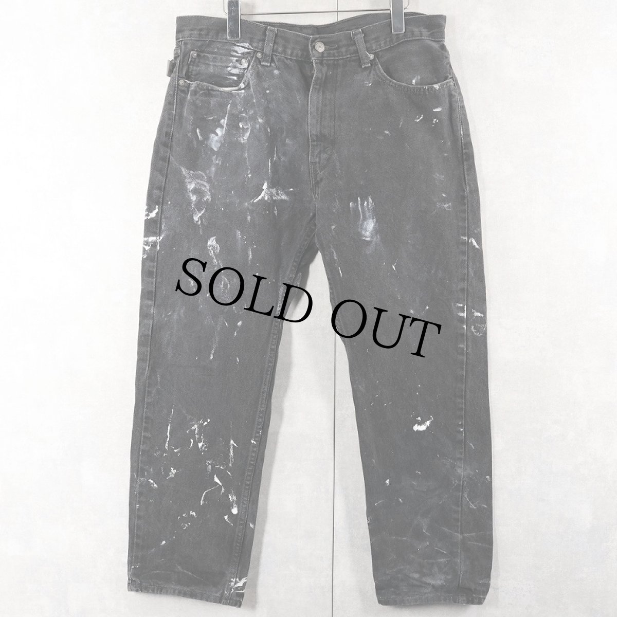 画像1: Levi's 505 ペンキペイント ブラックデニムパンツ W35 (1)