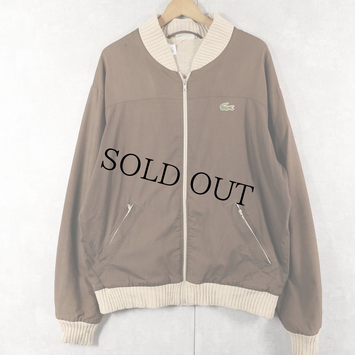 画像1: 70〜80's CHEMISE LACOSTE FRANCE製 ニット切り替え ポリコットン ジップジャケット SIZE4 (1)