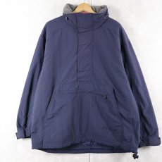 画像1: 90's〜 Eddie Bauer フリースライナー ハーフジップナイロンジャケット NAVY S (1)