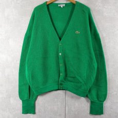 画像1: 70〜80's CHEMISE LACOSTE FRANCE製 ロゴ刺繍 ウールニットカーディガン SIZE5 (1)