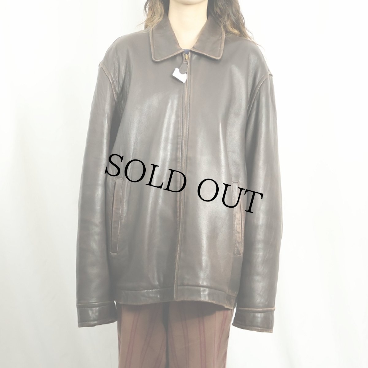 画像2: NAUTICA レザージャケット BROWN size42 (2)