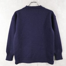 画像1: VINTAGE ウール ガンジーニットセーター NAVY (1)