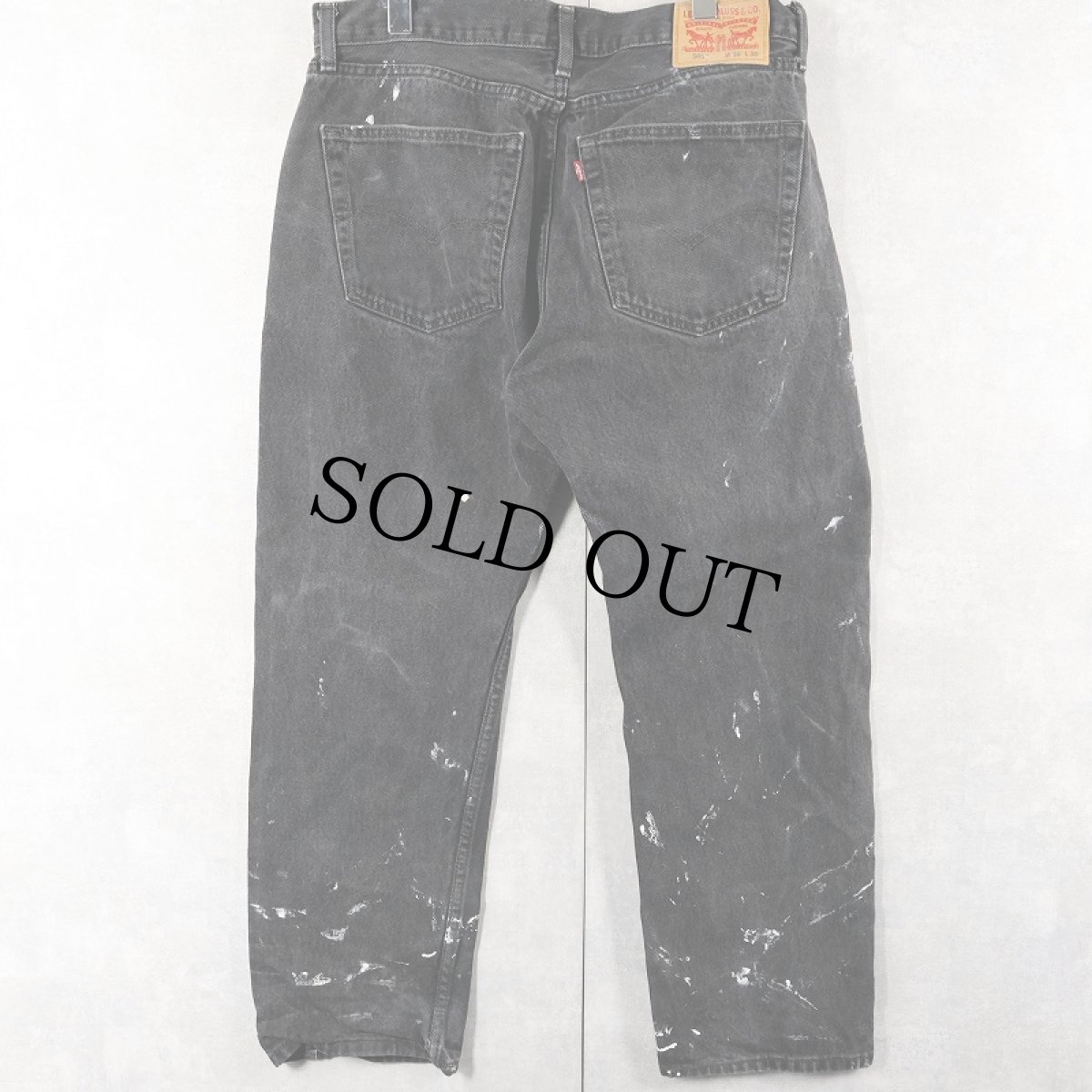 画像2: Levi's 505 ペンキペイント ブラックデニムパンツ W35 (2)