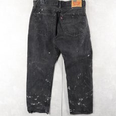 画像2: Levi's 505 ペンキペイント ブラックデニムパンツ W35 (2)