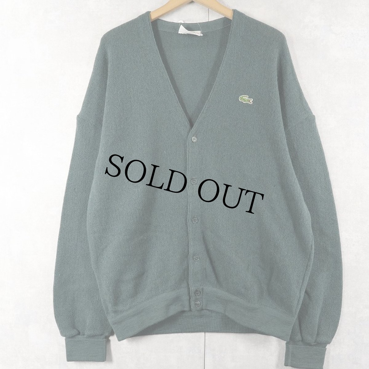 画像1: 70〜80's CHEMISE LACOSTE FRANCE製 ロゴ刺繍 ウールニットカーディガン SIZE5 (1)