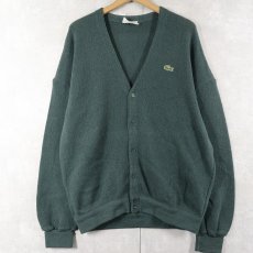 画像1: 70〜80's CHEMISE LACOSTE FRANCE製 ロゴ刺繍 ウールニットカーディガン SIZE5 (1)