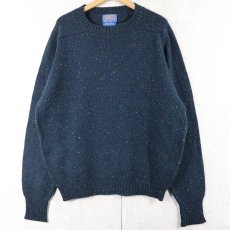 画像1: 60〜70's PENDLETON USA製 カラーネップ混 ウールニットセーター NAVY×GREEN L (1)