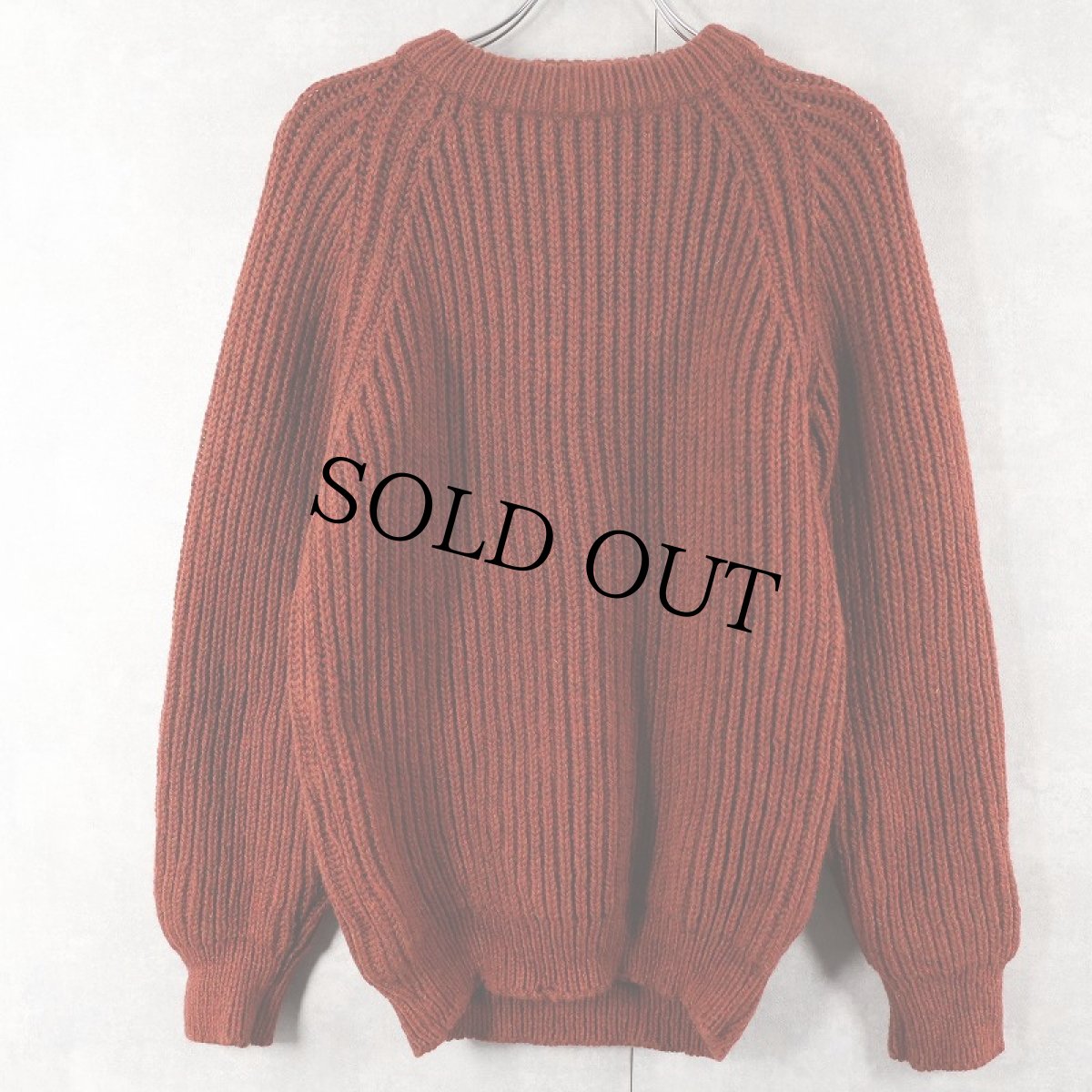 画像1: 90's LANDS' END ENGLAND製 リブ編み ウールニットセーター M (1)