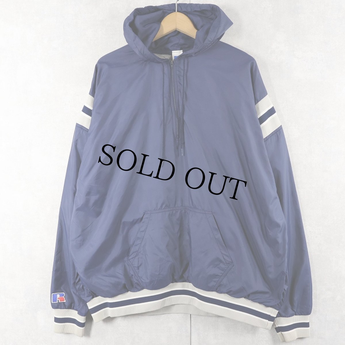 画像1: 80's RUSSELL ATHLETIC USA製 ハーフジップナイロンパーカー XL (1)