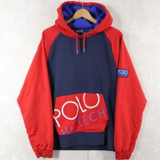 画像1: 80〜90's POLO Ralph Lauren "POLO HI TECH" ポリエステル切り替え スウェットフーディー M (1)