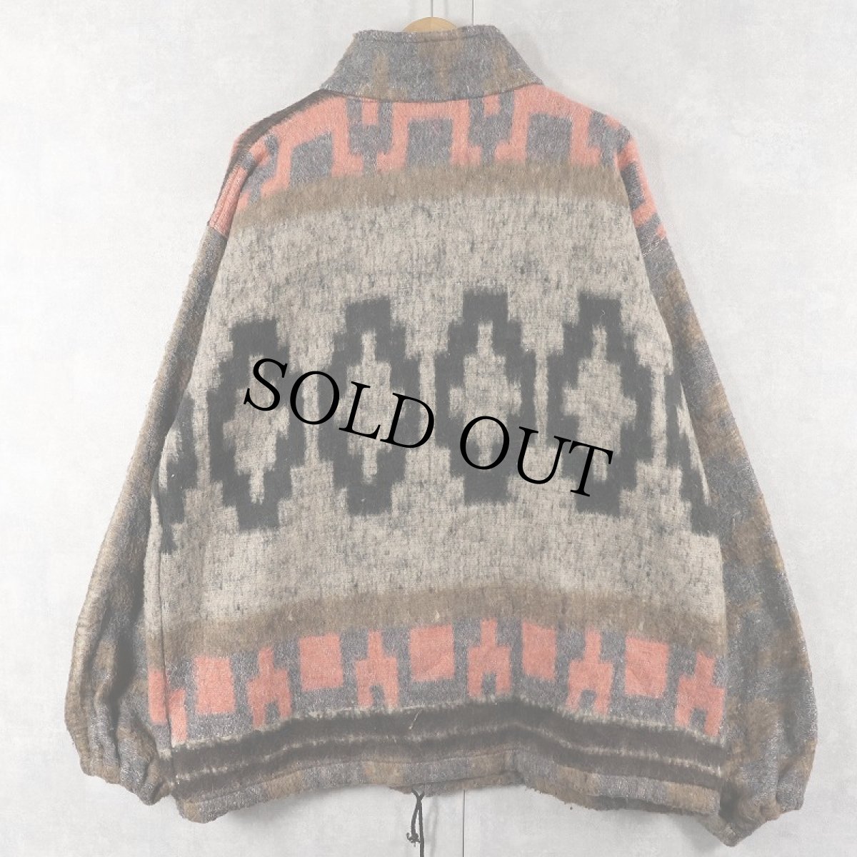 画像2: 〜90's MOLINA INDIAN DRAWIN ネイティブ柄 シャギーニットジャケット XL (2)