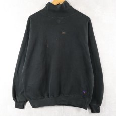 画像1: 90's RUSSELL ATHLETIC USA製 "HIGH COTTON" 前V タートルネックスウェット BLACK XXL (1)