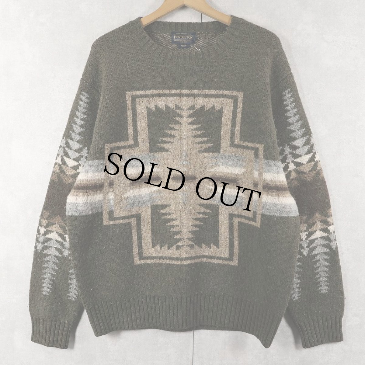 画像1: PENDLETON ネイティブ柄 ウールニットセーター L (1)