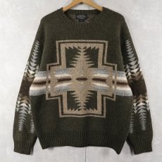 画像1: PENDLETON ネイティブ柄 ウールニットセーター L (1)