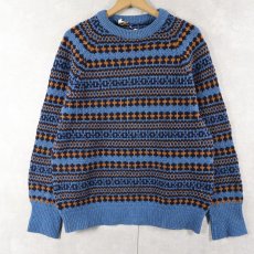 画像1: 70's PENDLETON USA製 フェアアイル柄 ウールニットセーター L (1)