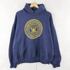 画像2: 90's SOFFE USA製 "U.S.NAVY" リフレクタープリントスウェットフーディー NAVY L (2)