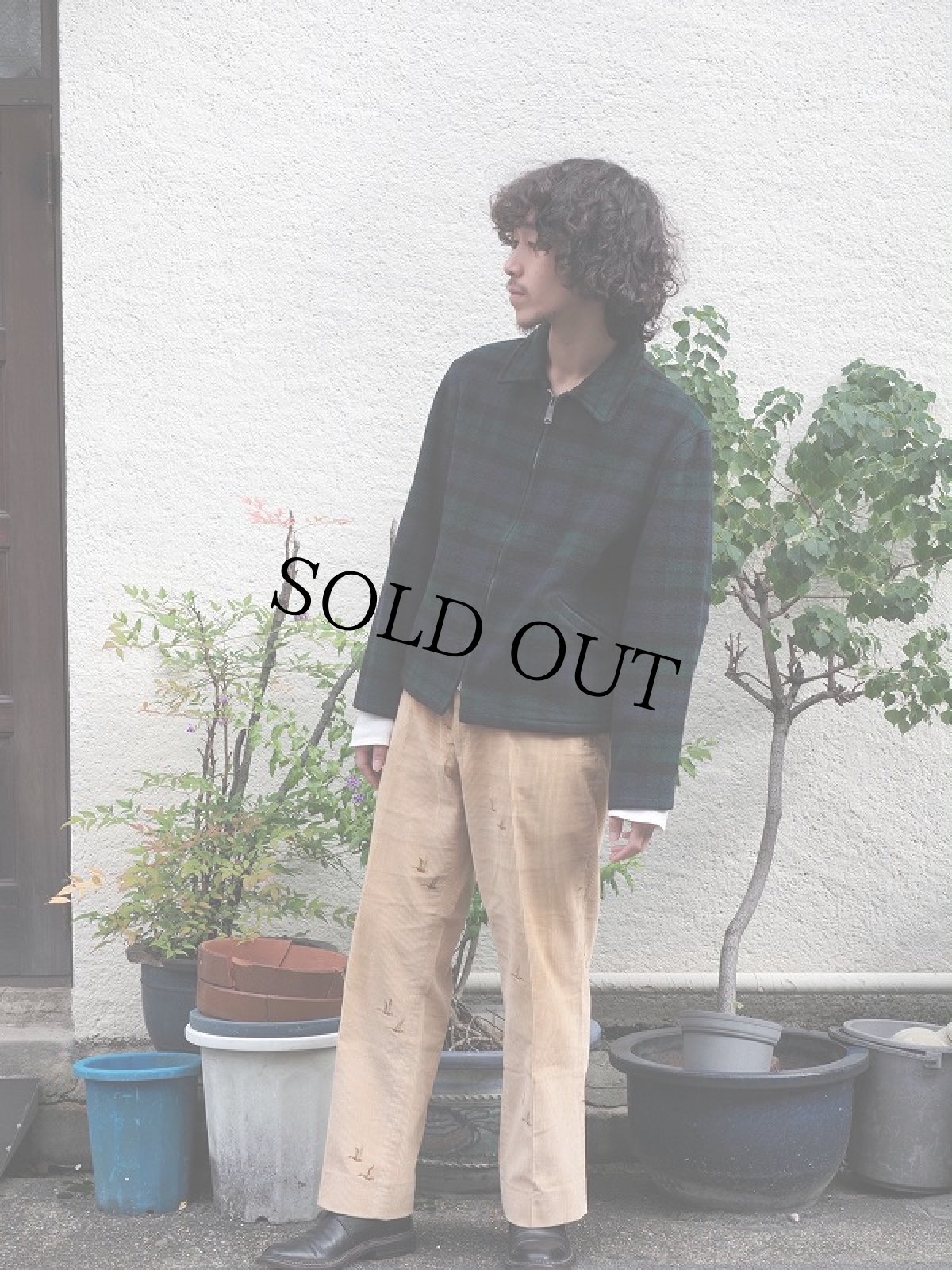 画像1: 70's ブラックウォッチチェック柄 ウールジップジャケット  (1)