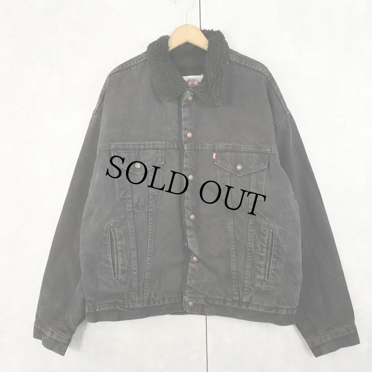 画像1: 90's Levi's 70629 USA製 ブラックデニムボアジャケット XL (1)