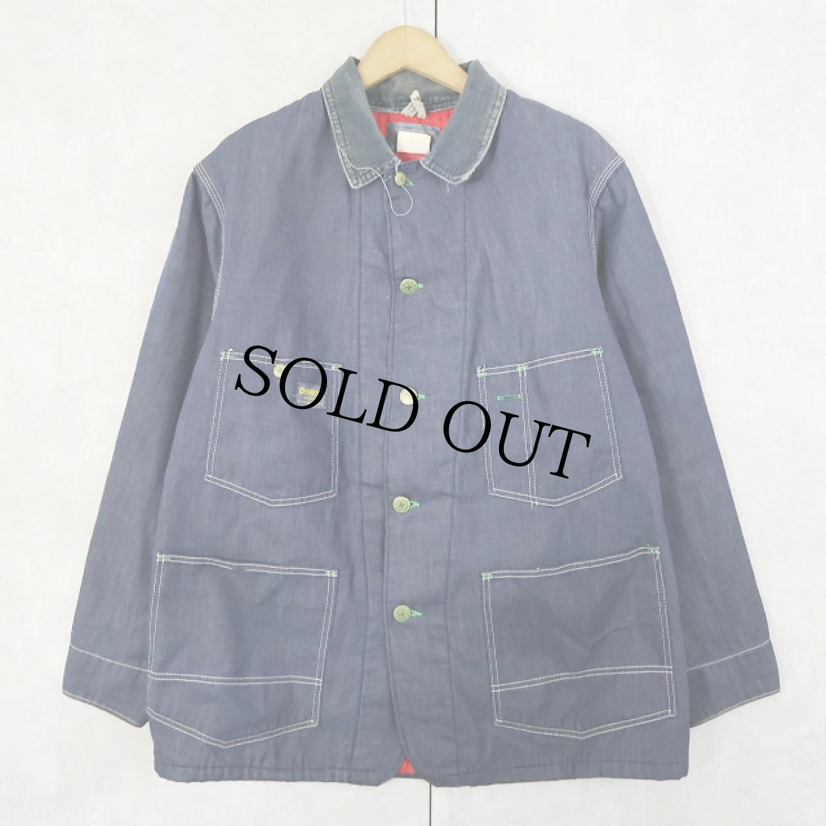 画像1: 70's OSH KOSH キルティングライナー デニムカバーオール SIZE42 (1)