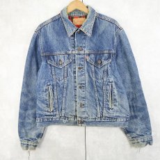 画像1: 80's Levi's 70411 USA製 チェック柄ライナー デニムジャケット L (1)